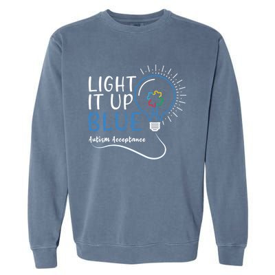 Acceptance April Light Bulb Blue For Autism Awareness Cute Gift Garment-Dyed Sweatshirt