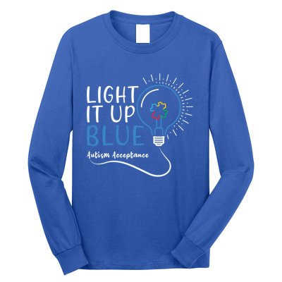 Acceptance April Light Bulb Blue For Autism Awareness Cute Gift Long Sleeve Shirt