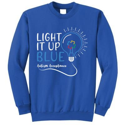 Acceptance April Light Bulb Blue For Autism Awareness Cute Gift Sweatshirt