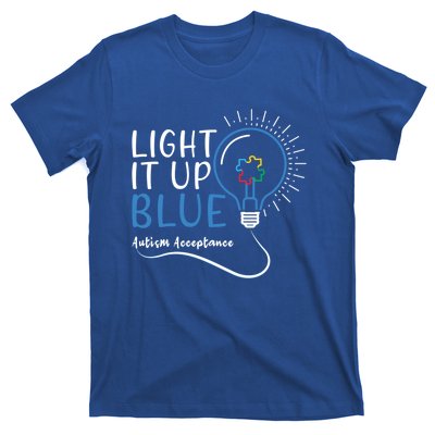 Acceptance April Light Bulb Blue For Autism Awareness Cute Gift T-Shirt