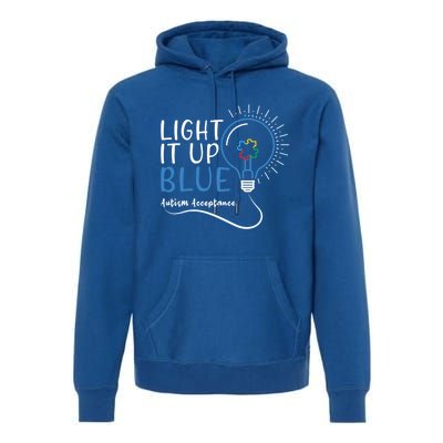 Acceptance April Light Bulb Blue For Autism Awareness Cute Gift Premium Hoodie