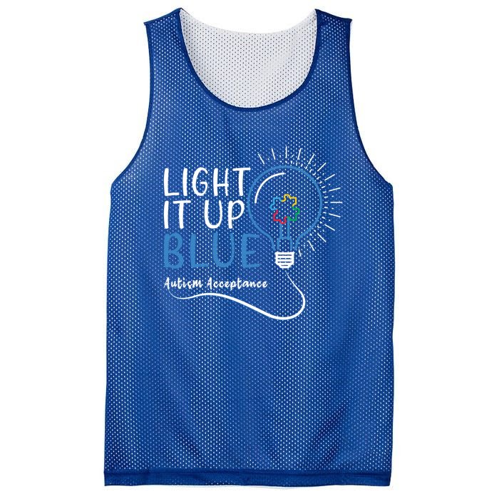 Acceptance April Light Bulb Blue For Autism Awareness Cute Gift Mesh Reversible Basketball Jersey Tank