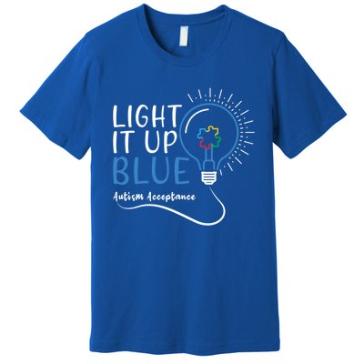 Acceptance April Light Bulb Blue For Autism Awareness Cute Gift Premium T-Shirt