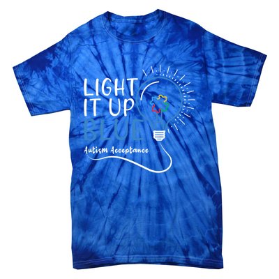 Acceptance April Light Bulb Blue For Autism Awareness Cute Gift Tie-Dye T-Shirt