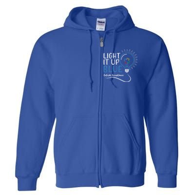 Acceptance April Light Bulb Blue For Autism Awareness Cute Gift Full Zip Hoodie