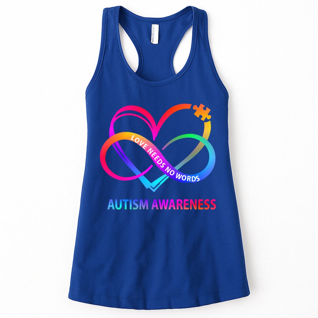 Autism Awareness Love Needs No Words Awareness Month Gift Womens Tank Top