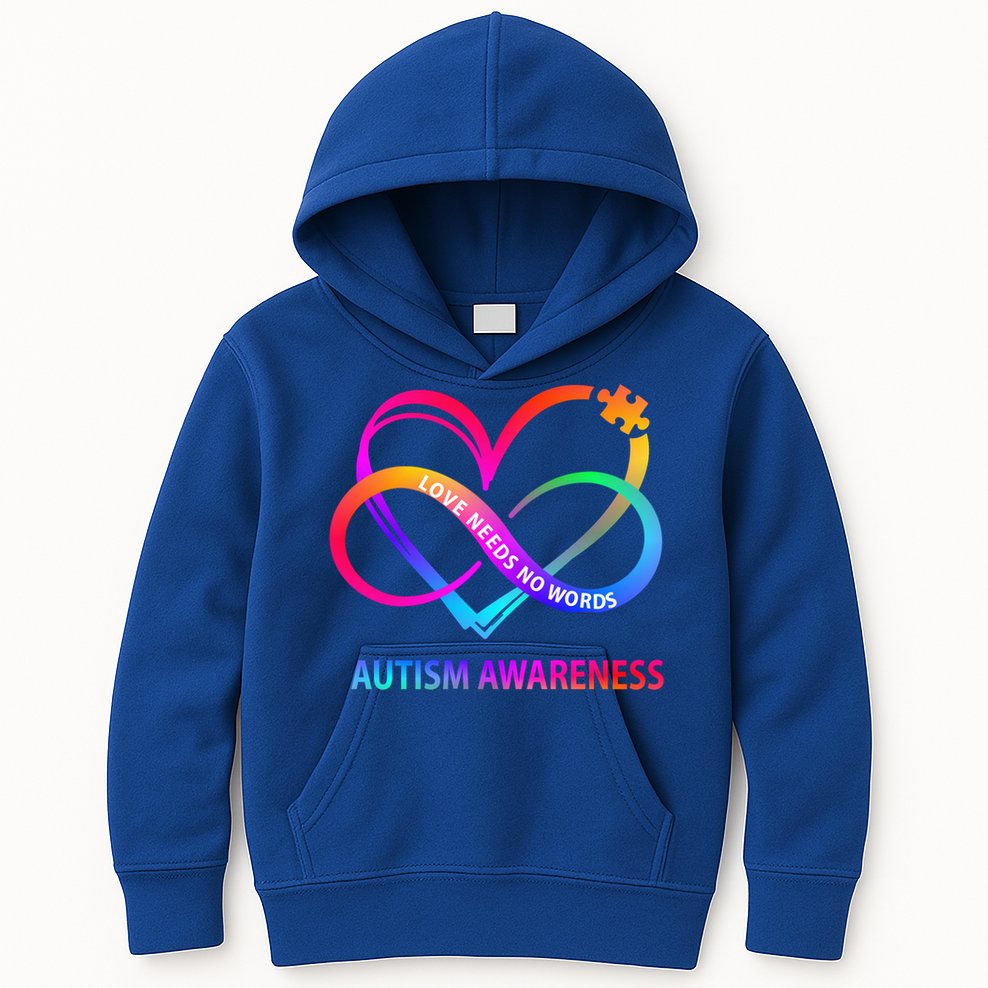 Autism Awareness Love Needs No Words Awareness Month Gift Kids Hoodie