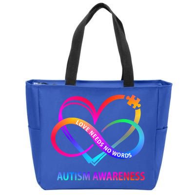 Autism Awareness Love Needs No Words Awareness Month Gift Zip Tote Bag