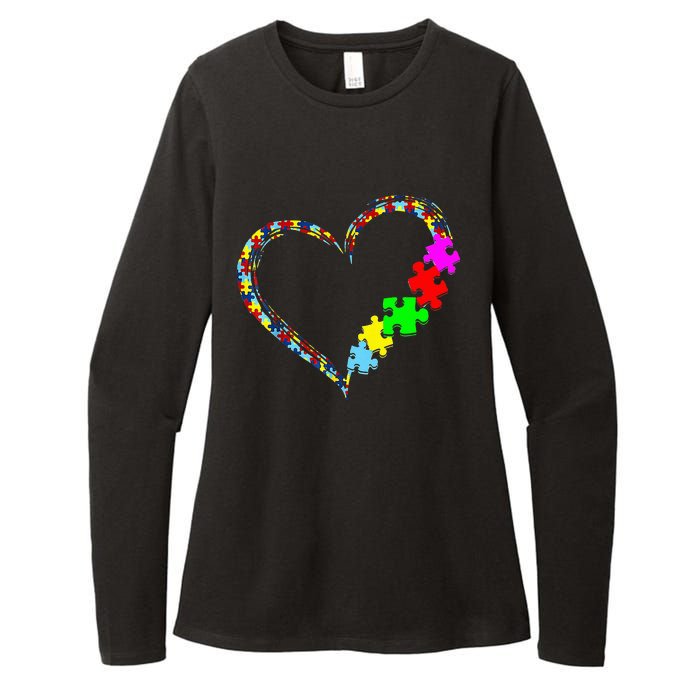 Autism Awareness Love Heart Puzzle Piece Gift Womens CVC Long Sleeve Shirt