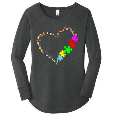 Autism Awareness Love Heart Puzzle Piece Gift Women's Perfect Tri Tunic Long Sleeve Shirt