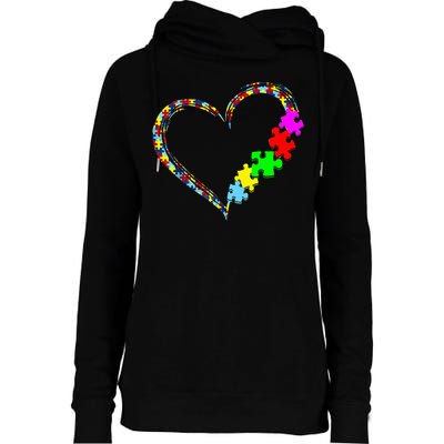 Autism Awareness Love Heart Puzzle Piece Gift Womens Funnel Neck Pullover Hood