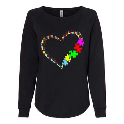 Autism Awareness Love Heart Puzzle Piece Gift Womens California Wash Sweatshirt