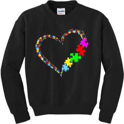 Autism Awareness Love Heart Puzzle Piece Gift Kids Sweatshirt