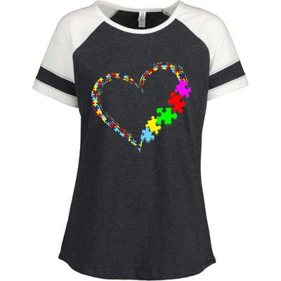 Autism Awareness Love Heart Puzzle Piece Gift Enza Ladies Jersey Colorblock Tee