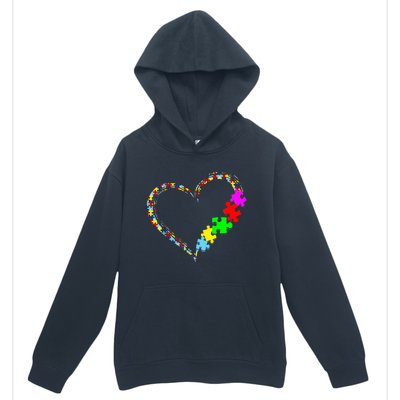 Autism Awareness Love Heart Puzzle Piece Gift Urban Pullover Hoodie