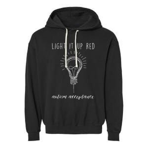 Autism Acceptance Light It Up Red redinstead Garment-Dyed Fleece Hoodie