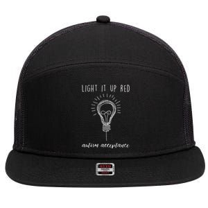 Autism Acceptance Light It Up Red redinstead 7 Panel Mesh Trucker Snapback Hat