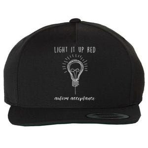 Autism Acceptance Light It Up Red redinstead Wool Snapback Cap