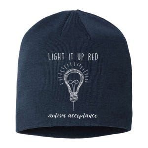 Autism Acceptance Light It Up Red redinstead Sustainable Beanie