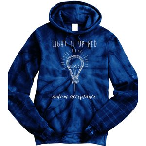 Autism Acceptance Light It Up Red redinstead Tie Dye Hoodie