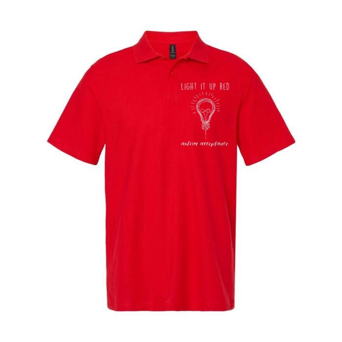 Autism Acceptance Light It Up Red redinstead Softstyle Adult Sport Polo