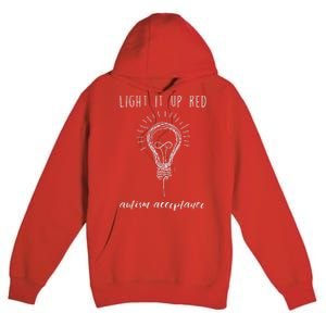 Autism Acceptance Light It Up Red redinstead Premium Pullover Hoodie