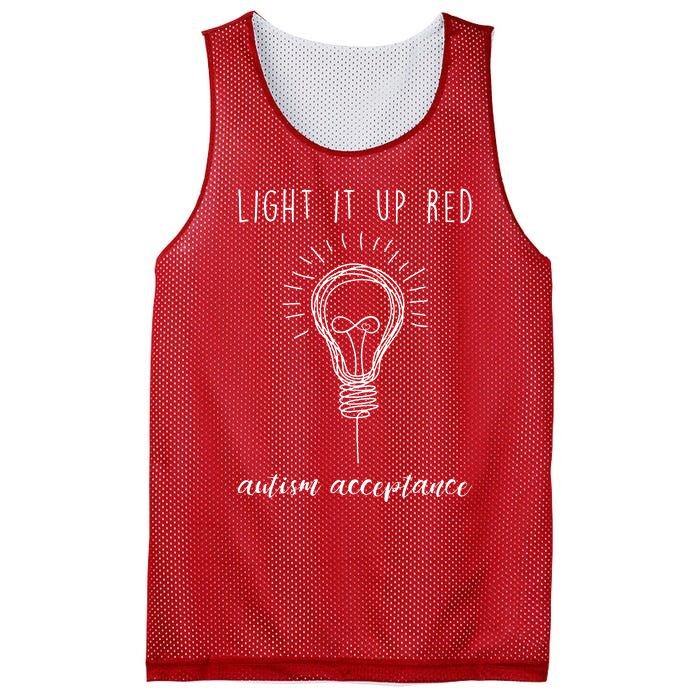 Autism Acceptance Light It Up Red redinstead Mesh Reversible Basketball Jersey Tank