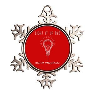 Autism Acceptance Light It Up Red redinstead Metallic Star Ornament