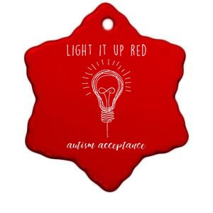 Autism Acceptance Light It Up Red redinstead Ceramic Star Ornament