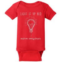 Autism Acceptance Light It Up Red redinstead Baby Bodysuit