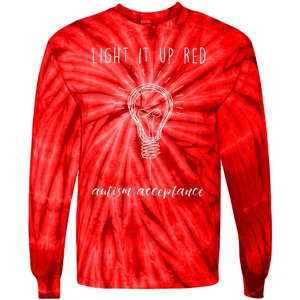 Autism Acceptance Light It Up Red redinstead Tie-Dye Long Sleeve Shirt