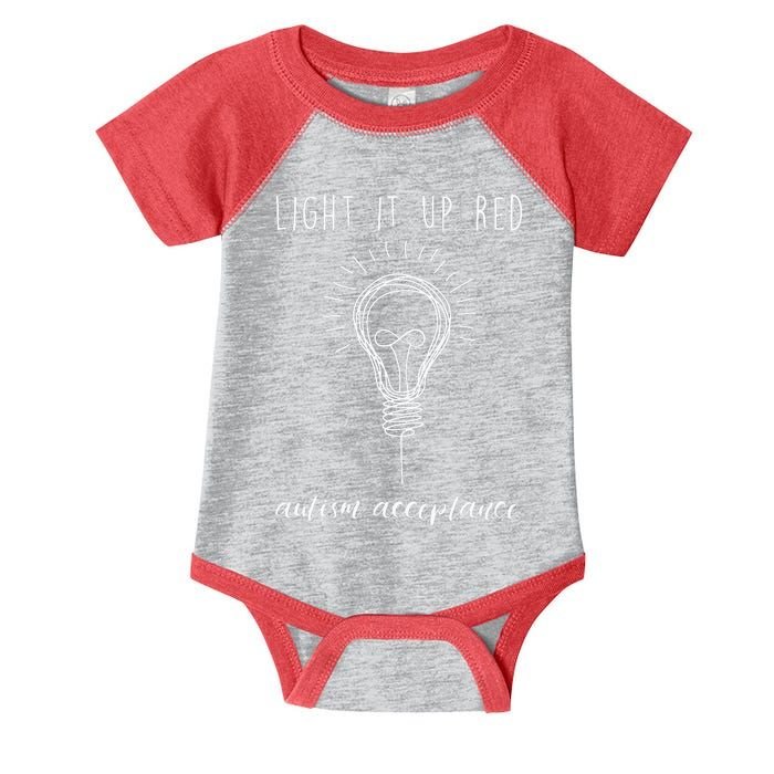 Autism Acceptance Light It Up Red redinstead Infant Baby Jersey Bodysuit