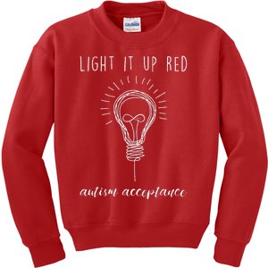 Autism Acceptance Light It Up Red redinstead Kids Sweatshirt