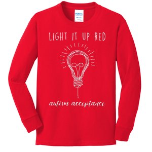 Autism Acceptance Light It Up Red redinstead Kids Long Sleeve Shirt