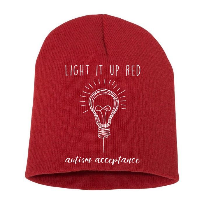 Autism Acceptance Light It Up Red redinstead Short Acrylic Beanie