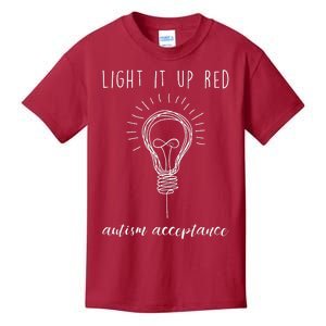 Autism Acceptance Light It Up Red redinstead Kids T-Shirt