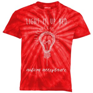 Autism Acceptance Light It Up Red redinstead Kids Tie-Dye T-Shirt