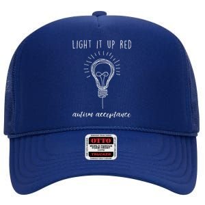 Autism Acceptance Light It Up Red redinstead High Crown Mesh Back Trucker Hat