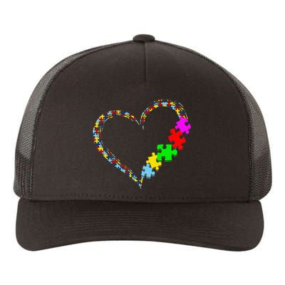 Autism Awareness Love Heart Puzzle Piece Valentines Day Yupoong Adult 5-Panel Trucker Hat