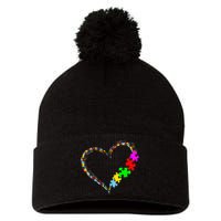 Autism Awareness Love Heart Puzzle Piece Valentines Day Pom Pom 12in Knit Beanie