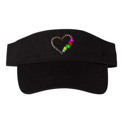 Autism Awareness Love Heart Puzzle Piece Valentines Day Valucap Bio-Washed Visor