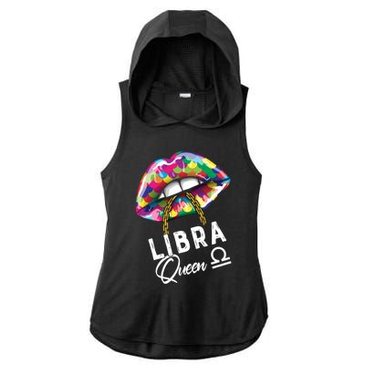 Autism Awareness Lips Libra Queen September October Birthday Cute Gift Ladies PosiCharge Tri-Blend Wicking Draft Hoodie Tank