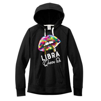 Autism Awareness Lips Libra Queen September October Birthday Cute Gift Women's Fleece Hoodie