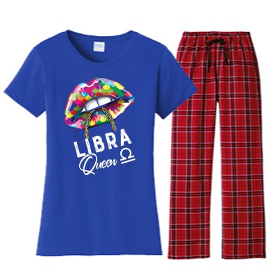 Autism Awareness Lips Libra Queen September October Birthday Cute Gift Women's Flannel Pajama Set