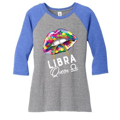 Autism Awareness Lips Libra Queen September October Birthday Cute Gift Women's Tri-Blend 3/4-Sleeve Raglan Shirt