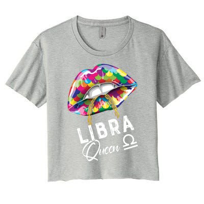 Autism Awareness Lips Libra Queen September October Birthday Cute Gift Women's Crop Top Tee