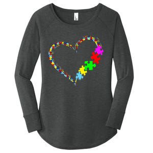 Autism Awareness Love Heart Puzzle Piece Gift Men Women Women's Perfect Tri Tunic Long Sleeve Shirt