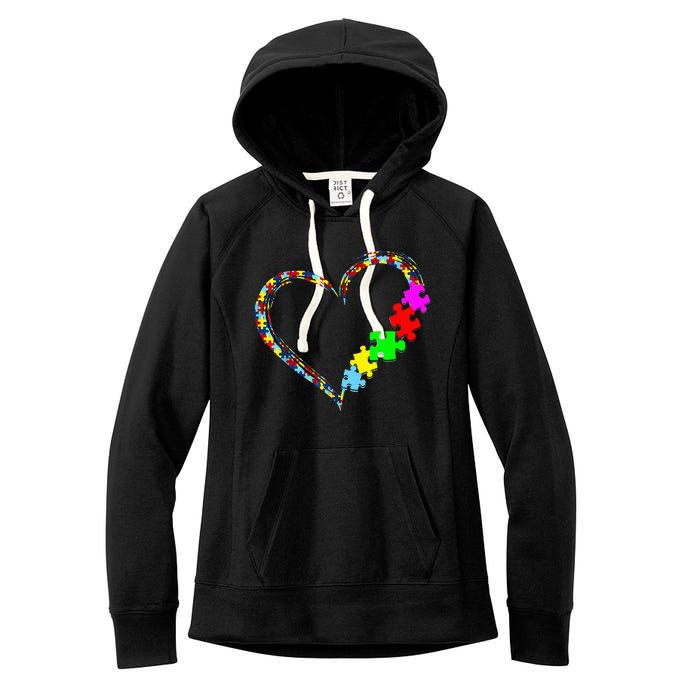 Autism Awareness Love Heart Puzzle Piece Gift Men Women Women's Fleece Hoodie