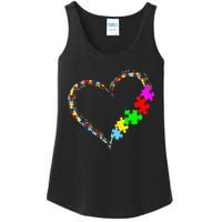 Autism Awareness Love Heart Puzzle Piece Gift Men Women Ladies Essential Tank