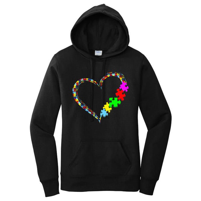 Autism Awareness Love Heart Puzzle Piece Gift Men Women Women's Pullover Hoodie